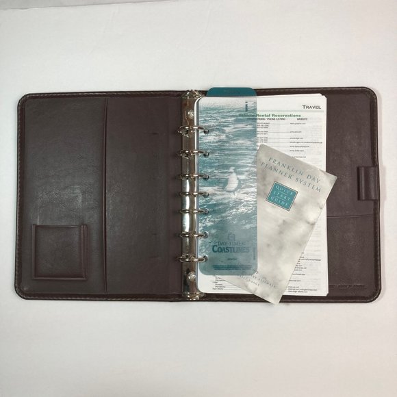 Franklin Covey Office Vintage Franklin Covey 7 Ring Open Brown Vinyl Binder For Time